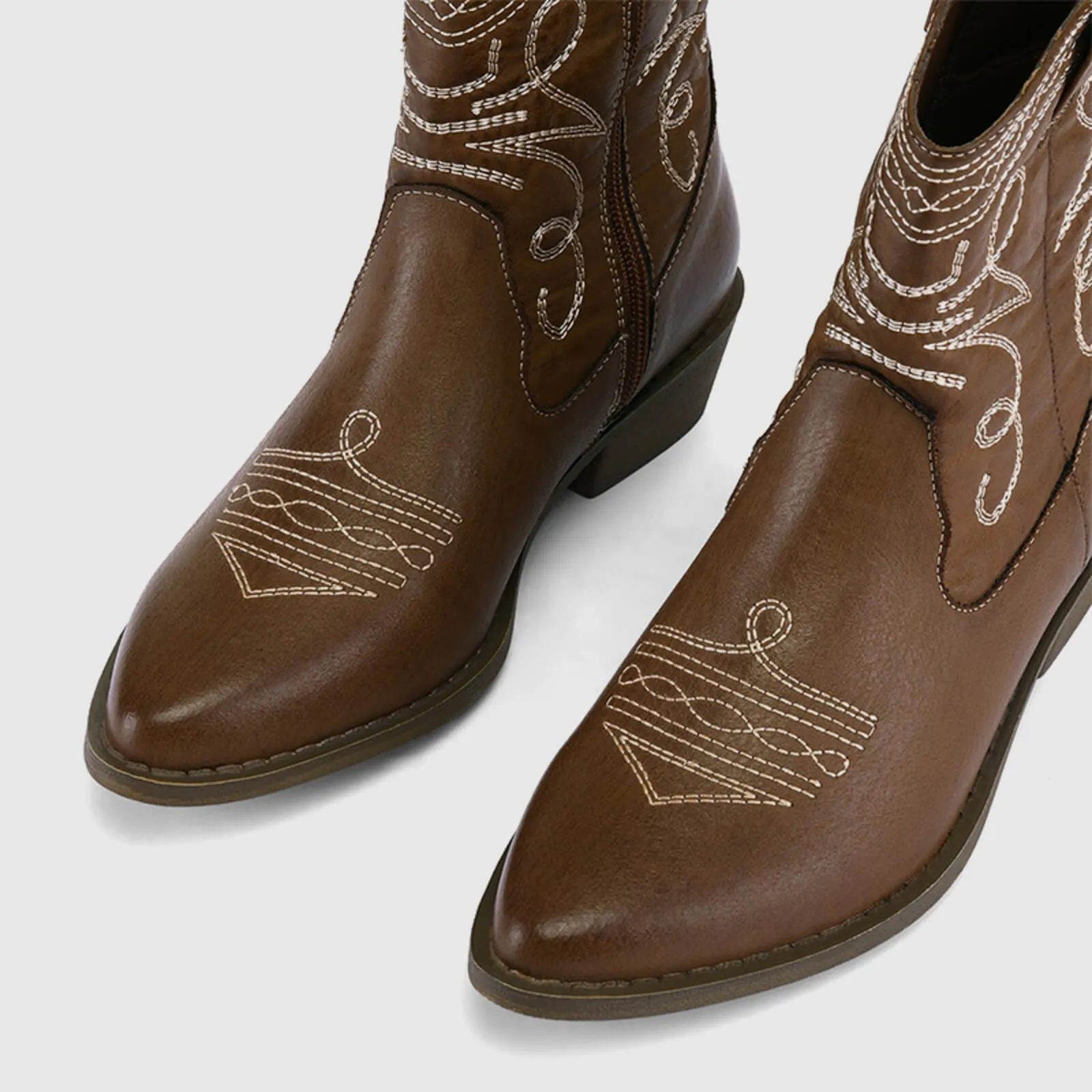 Western Cowboy Ankle Boots Cowgirl Low Heel Booties