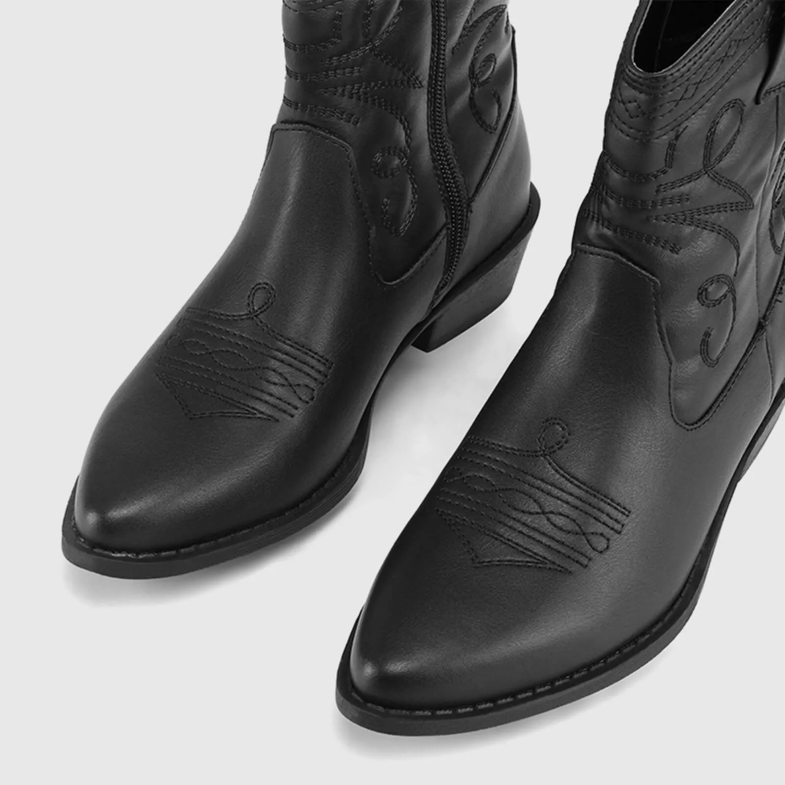 Western Cowboy Ankle Boots Cowgirl Low Heel Booties