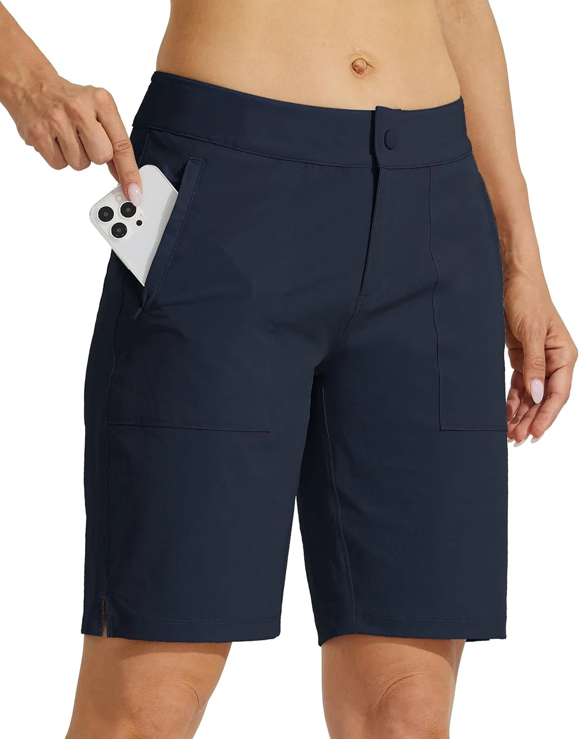 Willit Women's Golf Hiking Shorts 9" Quick Dry Athletic Long Casual Summer Shorts Zipper Pockets Water Resistant Lightweight