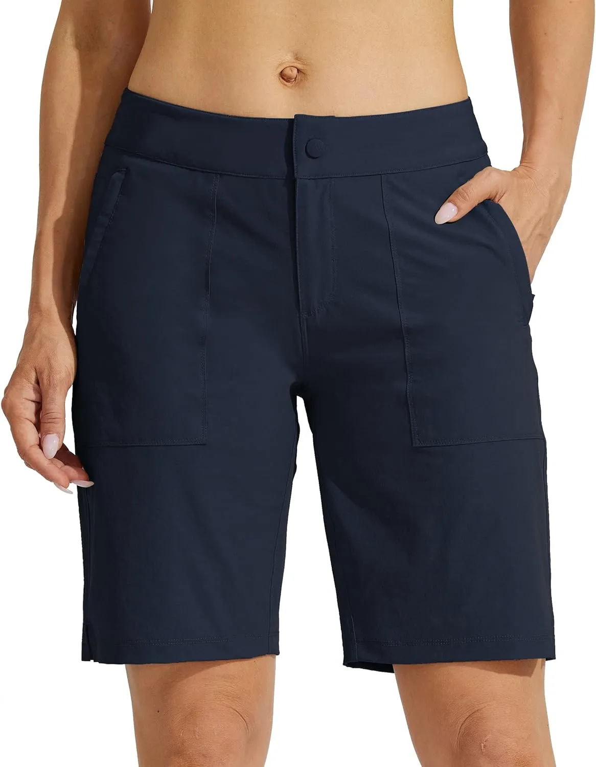 Willit Women's Golf Hiking Shorts 9" Quick Dry Athletic Long Casual Summer Shorts Zipper Pockets Water Resistant Lightweight