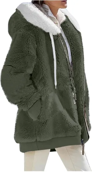 Winter Coats for Women 2024 Casual Fleece Jacket Warm Soft Outdoor Sherpa Lined Thick Coats Outwear with Pockets
