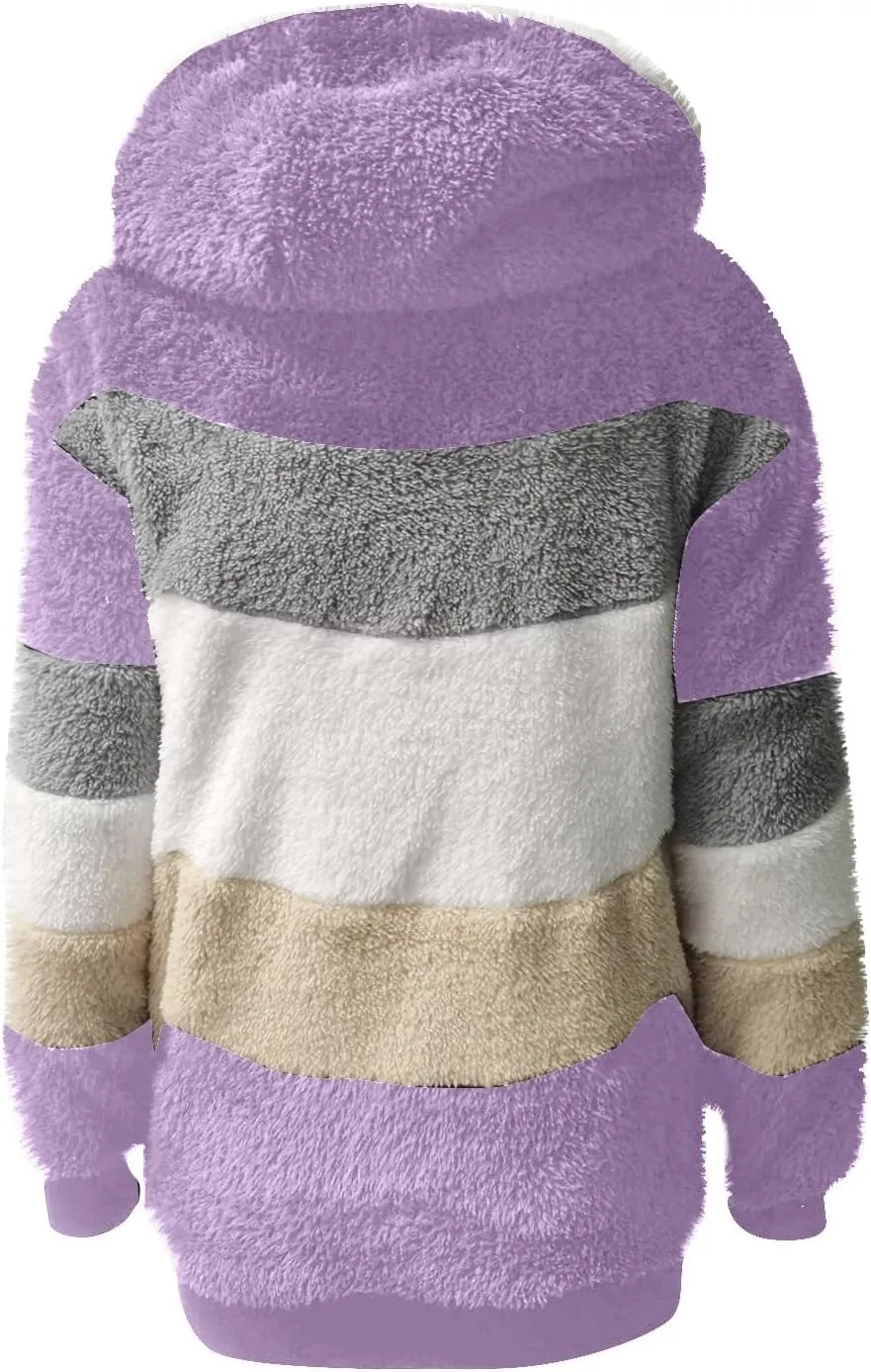 Winter Coats for Women 2024 Casual Fleece Jacket Warm Soft Outdoor Sherpa Lined Thick Coats Outwear with Pockets