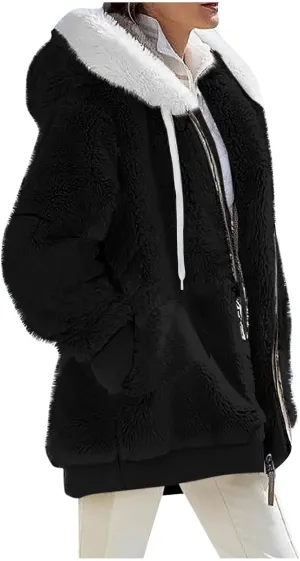 Winter Coats for Women 2024 Casual Fleece Jacket Warm Soft Outdoor Sherpa Lined Thick Coats Outwear with Pockets