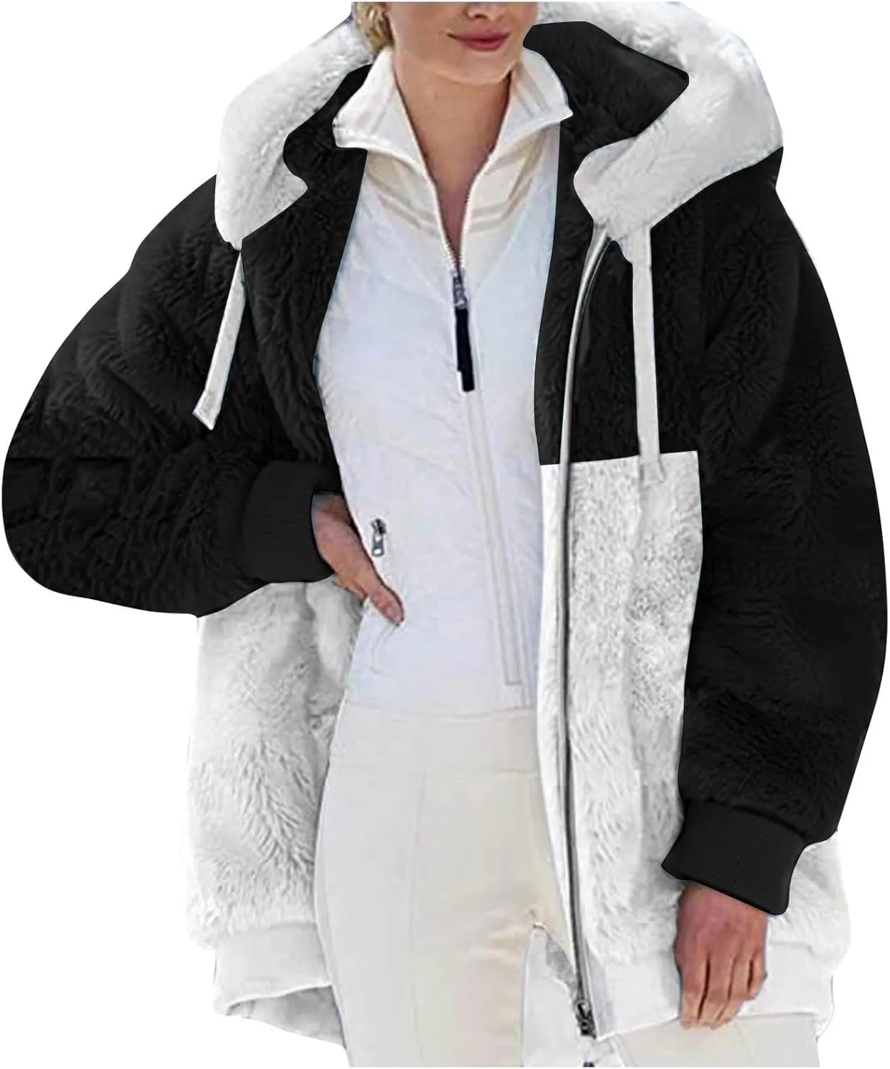 Winter Coats for Women 2024 Casual Fleece Jacket Warm Soft Outdoor Sherpa Lined Thick Coats Outwear with Pockets