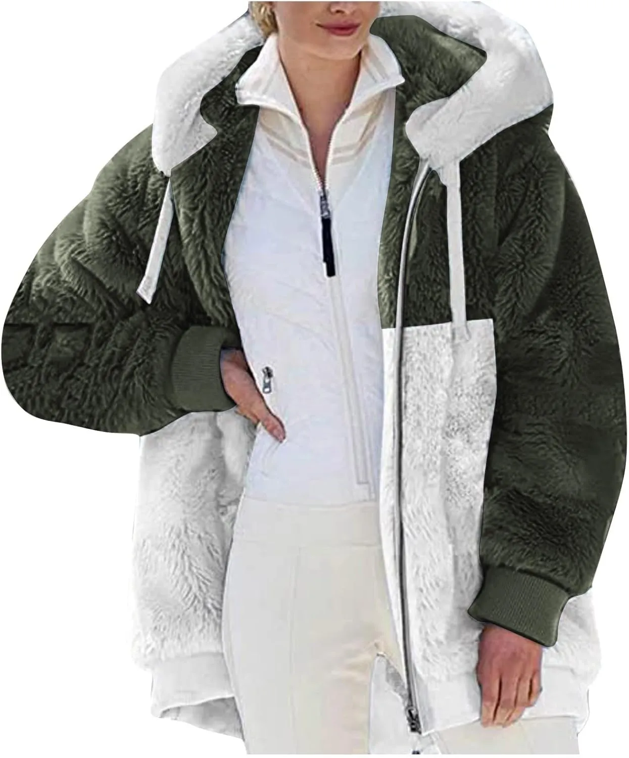 Winter Coats for Women 2024 Casual Fleece Jacket Warm Soft Outdoor Sherpa Lined Thick Coats Outwear with Pockets