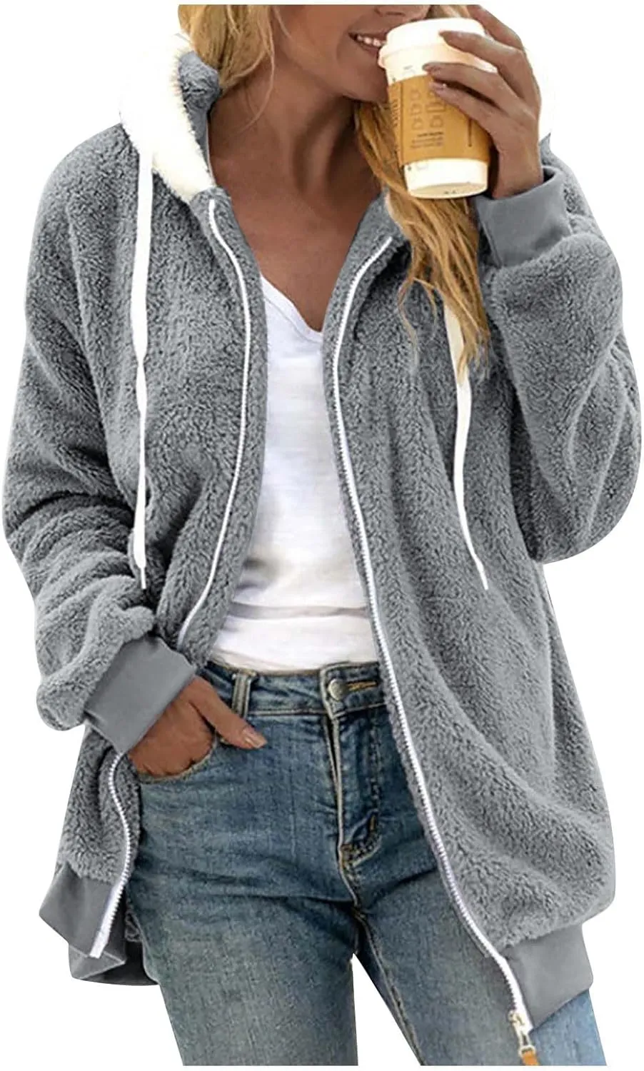 Winter Coats for Women 2024 Casual Fleece Jacket Warm Soft Outdoor Sherpa Lined Thick Coats Outwear with Pockets
