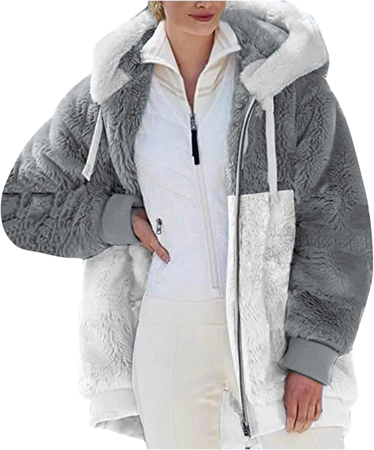 Winter Coats for Women 2024 Casual Fleece Jacket Warm Soft Outdoor Sherpa Lined Thick Coats Outwear with Pockets