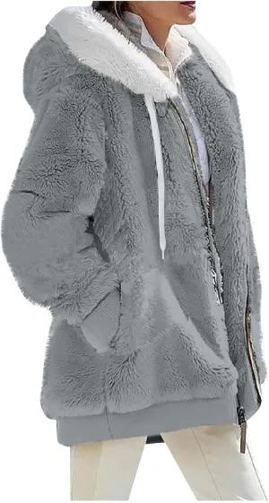 Winter Coats for Women 2024 Casual Fleece Jacket Warm Soft Outdoor Sherpa Lined Thick Coats Outwear with Pockets