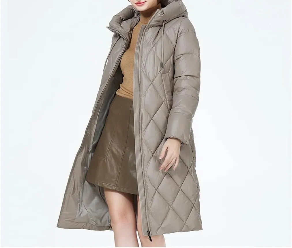 Winter Ladies Quilted Jacket Lengthened Style Padded Parka Thickened Warm Cotton Coat