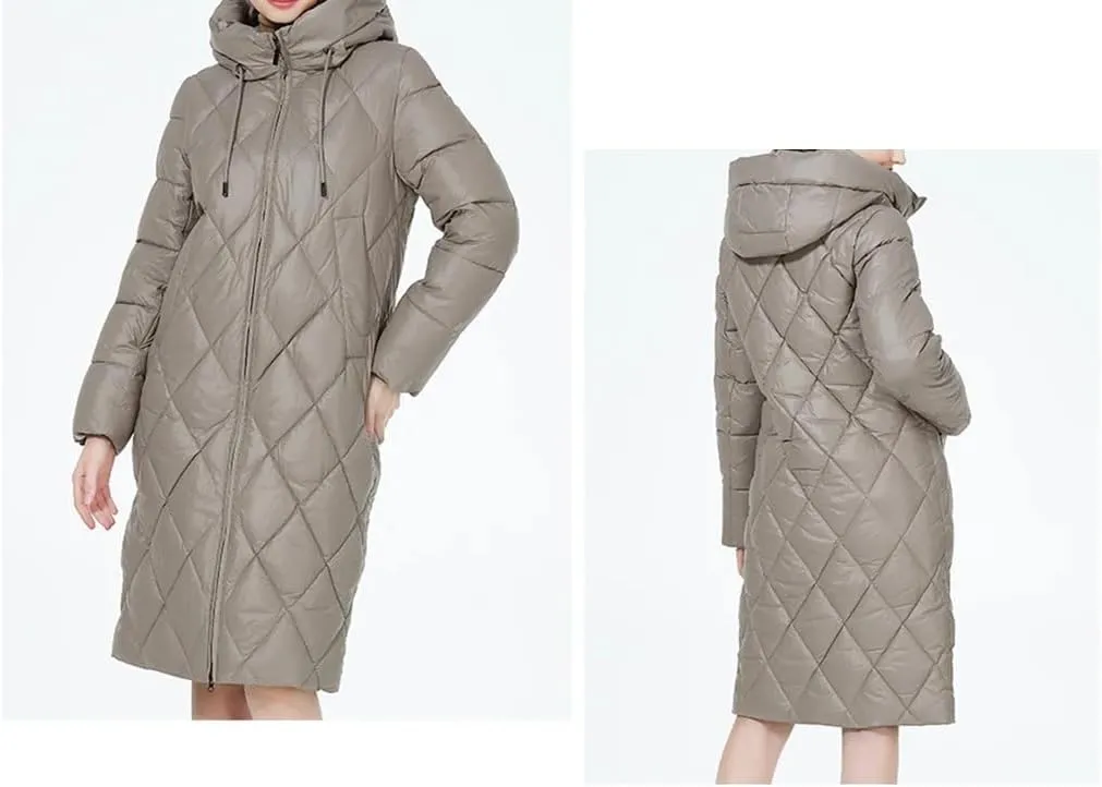 Winter Ladies Quilted Jacket Lengthened Style Padded Parka Thickened Warm Cotton Coat