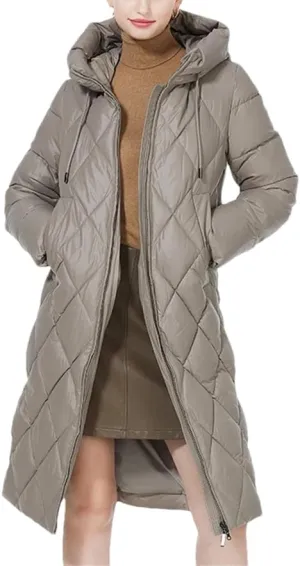 Winter Ladies Quilted Jacket Lengthened Style Padded Parka Thickened Warm Cotton Coat