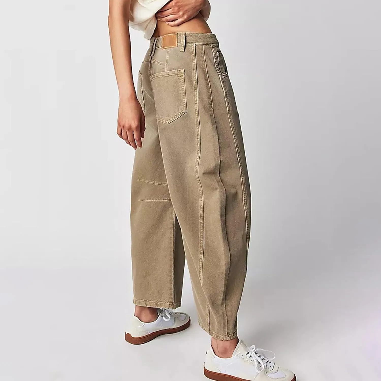 Women Cotton Linen Summer Drawstring Palazzo Lounge Pants Elastic Waist Long Lounge Slim Fit Palazzo Lounge