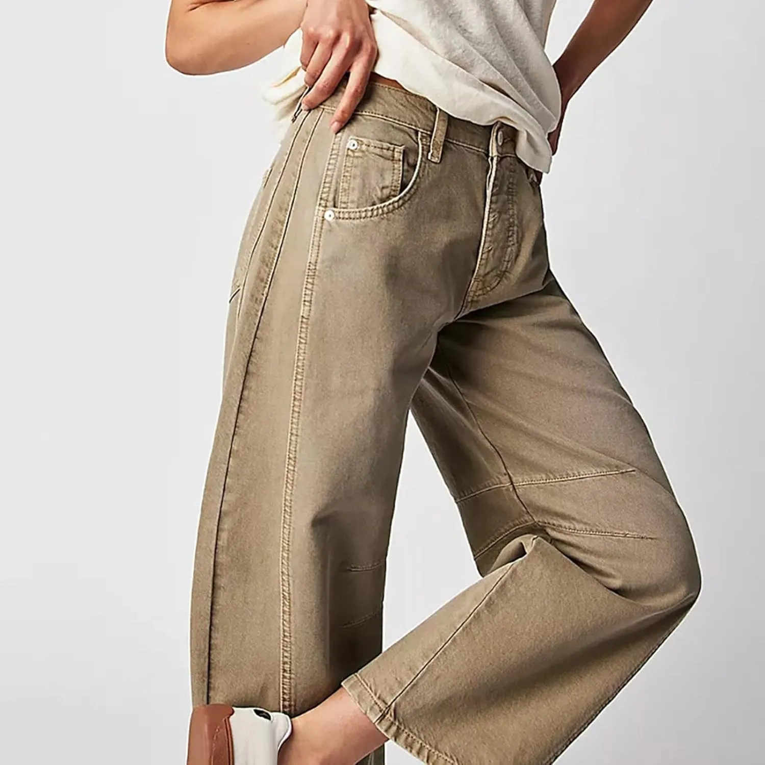 Women Cotton Linen Summer Drawstring Palazzo Lounge Pants Elastic Waist Long Lounge Slim Fit Palazzo Lounge