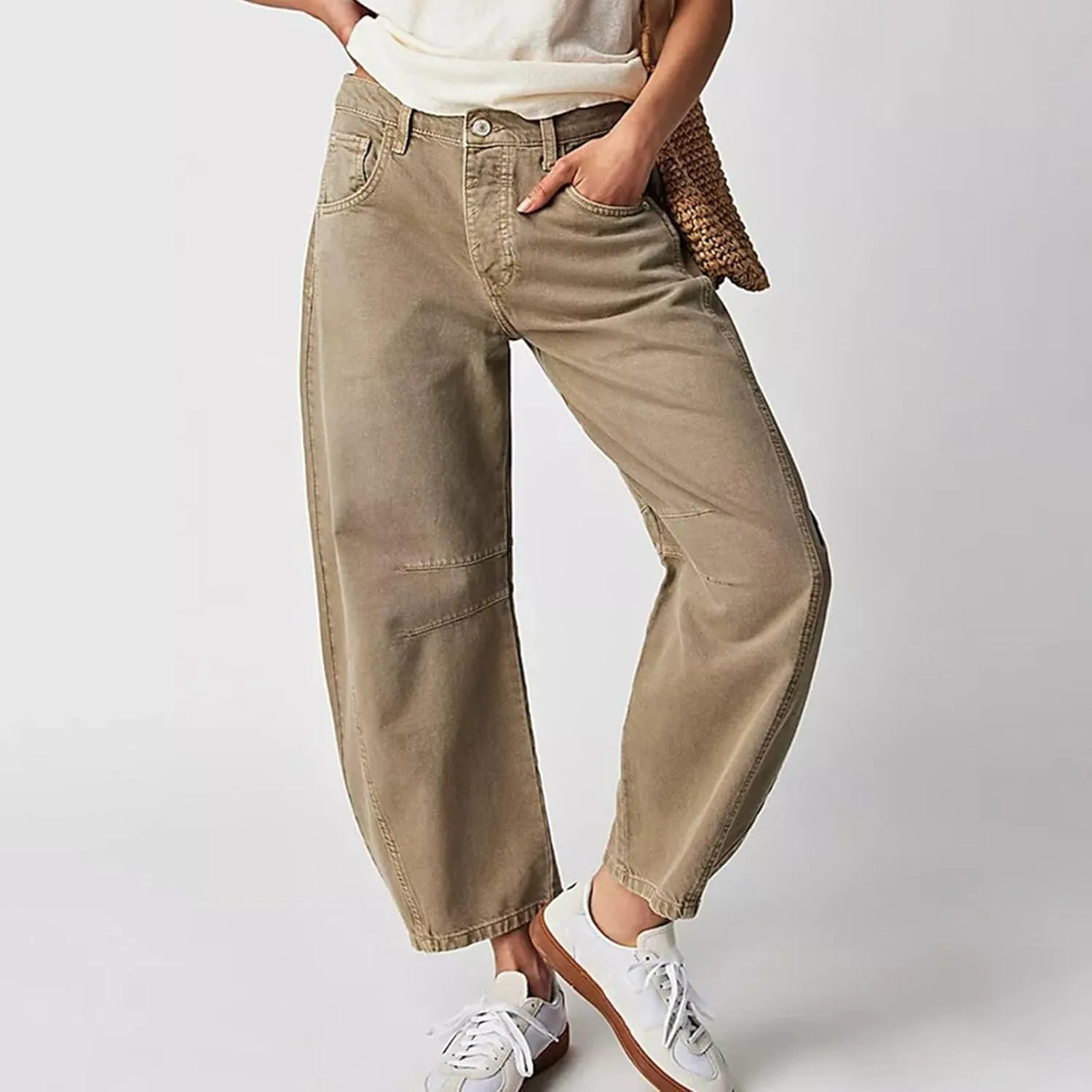 Women Cotton Linen Summer Drawstring Palazzo Lounge Pants Elastic Waist Long Lounge Slim Fit Palazzo Lounge