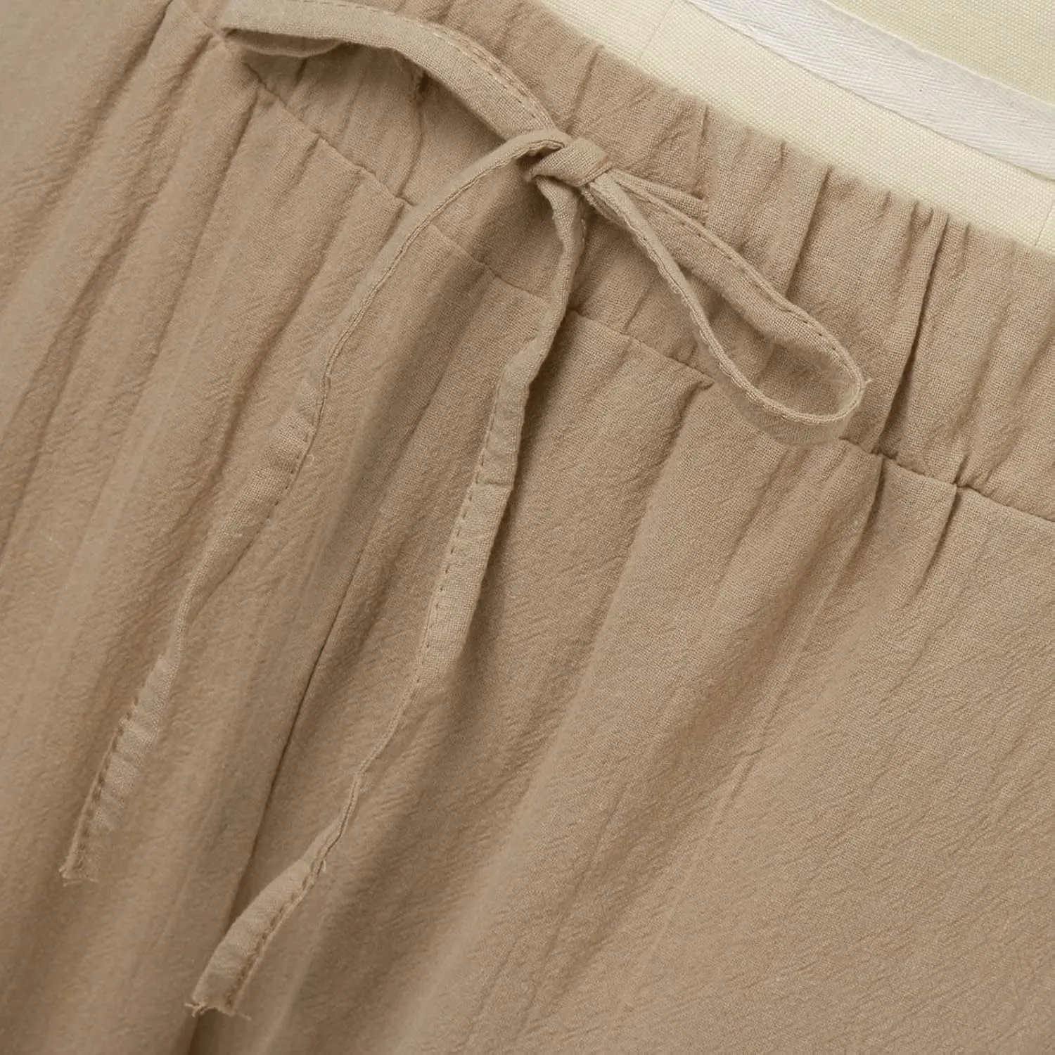 Women Cotton Linen Summer Flowy Pant Trousers High Waist Ankle Length Plus Size Trouser Business Work