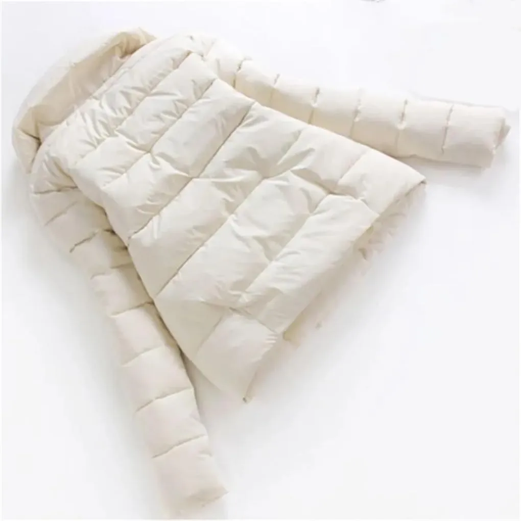Women Down Cotton-Padded Jacket Short Suit Collar Outerwear Solid Colour Long Sleeve Coat Female