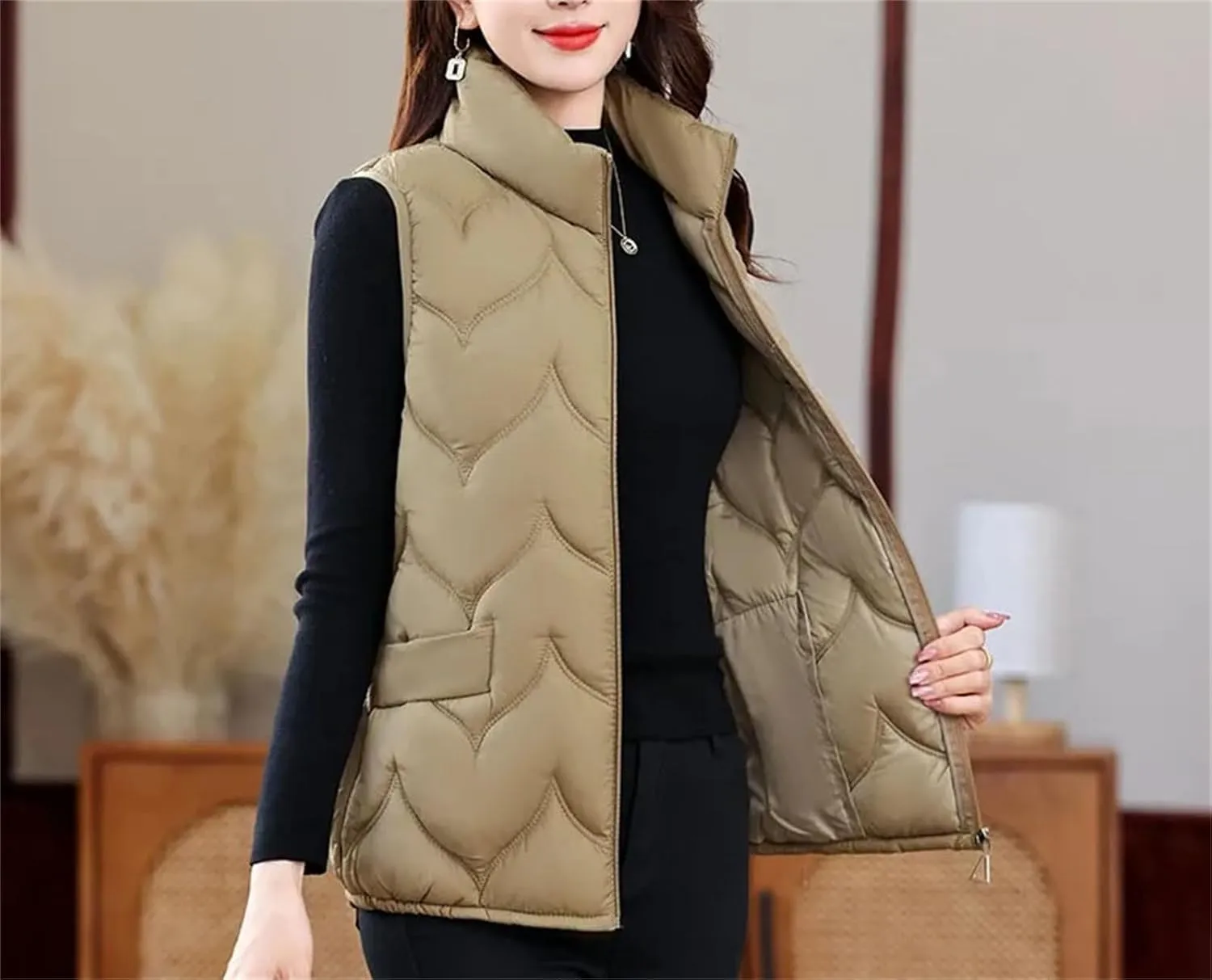 Women Jacket Vest Autumn Winter Short Sleeveless Down Cotton-Padded Vest Coat