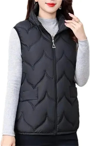Women Jacket Vest Autumn Winter Short Sleeveless Down Cotton-Padded Vest Coat