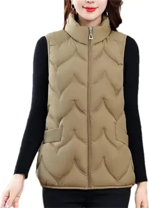 Women Jacket Vest Autumn Winter Short Sleeveless Down Cotton-Padded Vest Coat