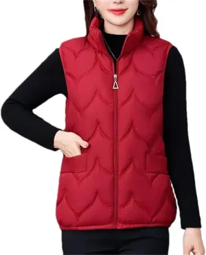 Women Jacket Vest Autumn Winter Short Sleeveless Down Cotton-Padded Vest Coat