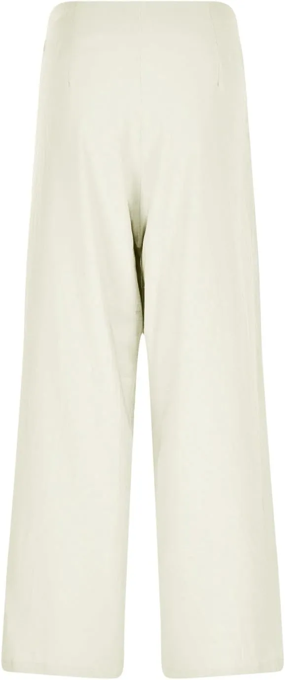 Women Linen Summer Palazzo Pant Trousers Low Waist Ankle Length Slim-Fit Palazzo Lounge Pants Beach
