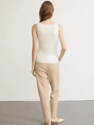Women Ribbed Tanks Cashmere Elastic Tank Top Cami Square Neck Knit Camis Camisole