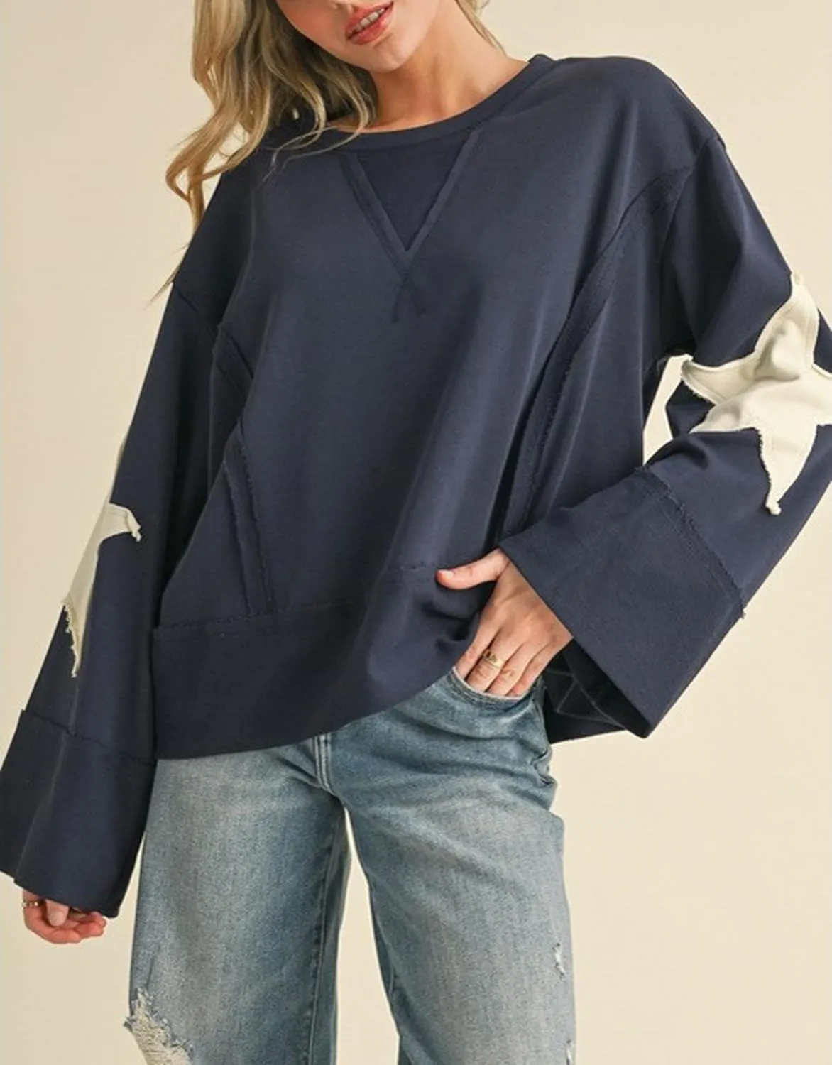 Women Y2k Star Graphic Sweatshirt Oversized Crewneck Long Sleeve Pullover Sweater Shirt Aesthetic Streetwear