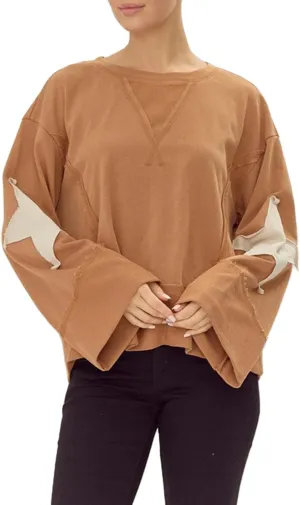 Women Y2k Star Graphic Sweatshirt Oversized Crewneck Long Sleeve Pullover Sweater Shirt Aesthetic Streetwear