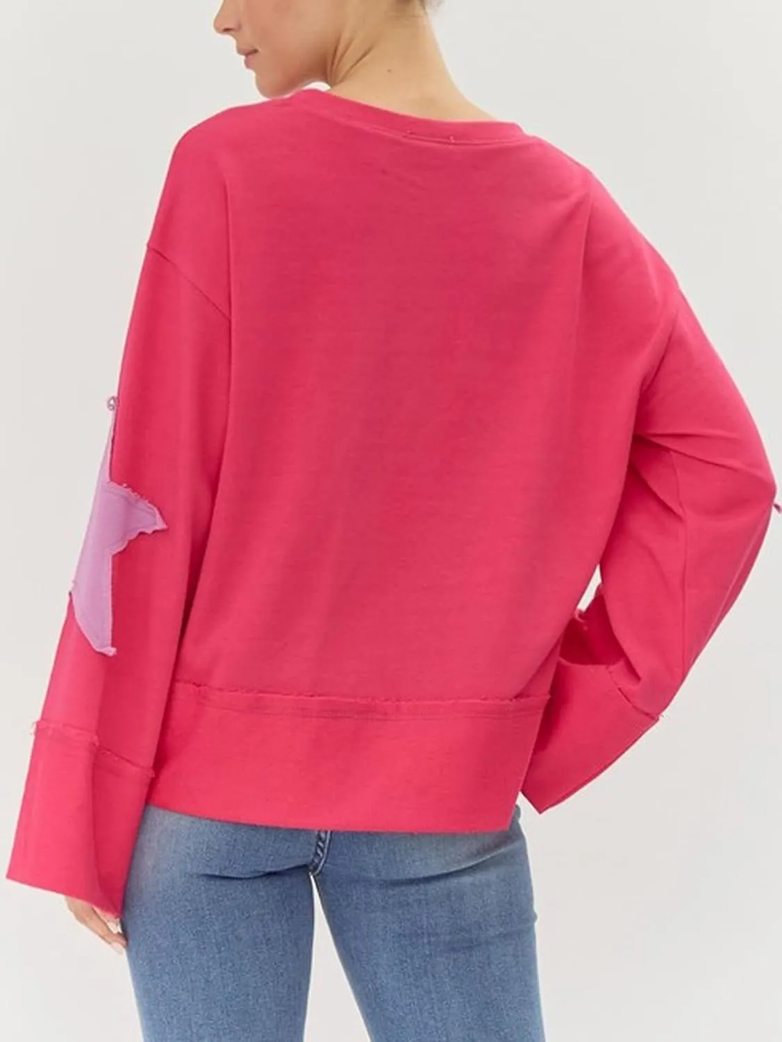 Women Y2k Star Graphic Sweatshirt Oversized Crewneck Long Sleeve Pullover Sweater Shirt Aesthetic Streetwear
