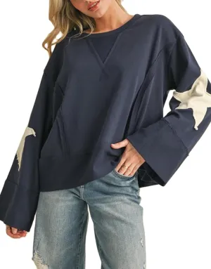 Women Y2k Star Graphic Sweatshirt Oversized Crewneck Long Sleeve Pullover Sweater Shirt Aesthetic Streetwear