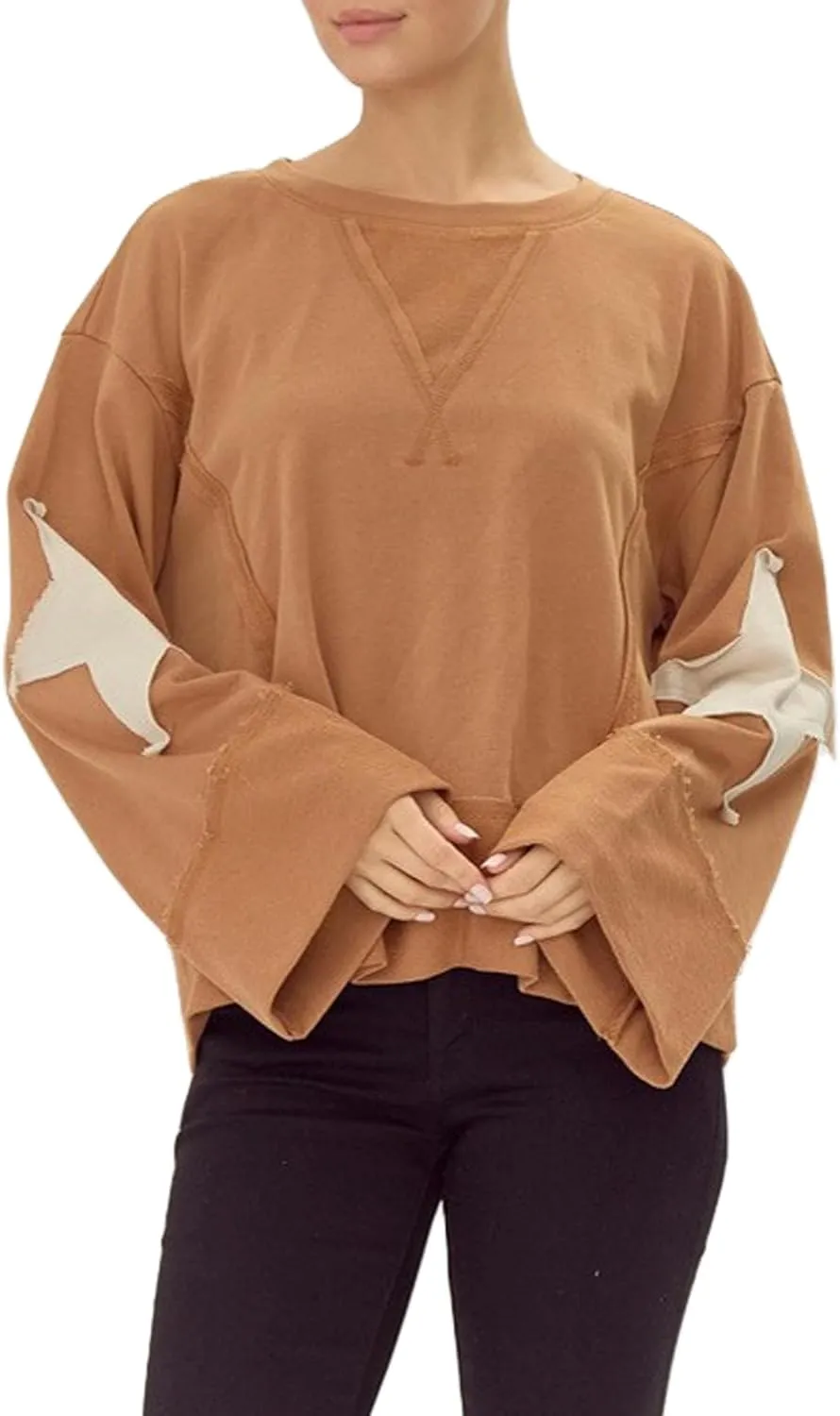 Women Y2k Star Graphic Sweatshirt Oversized Crewneck Long Sleeve Pullover Sweater Shirt Aesthetic Streetwear