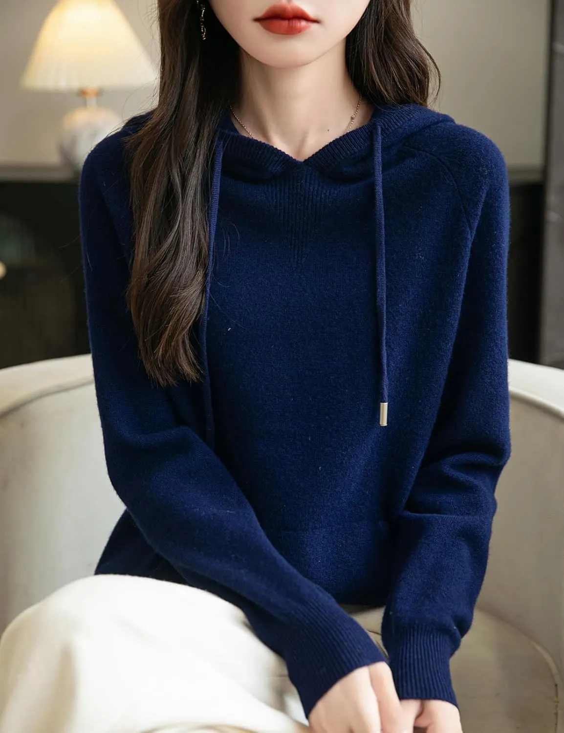 Women's 100% Merino Wool Hoodies 2025 Fall Winter Warm Soft Sweater Long Sleeve Knitted Sweatshirt with Pocket