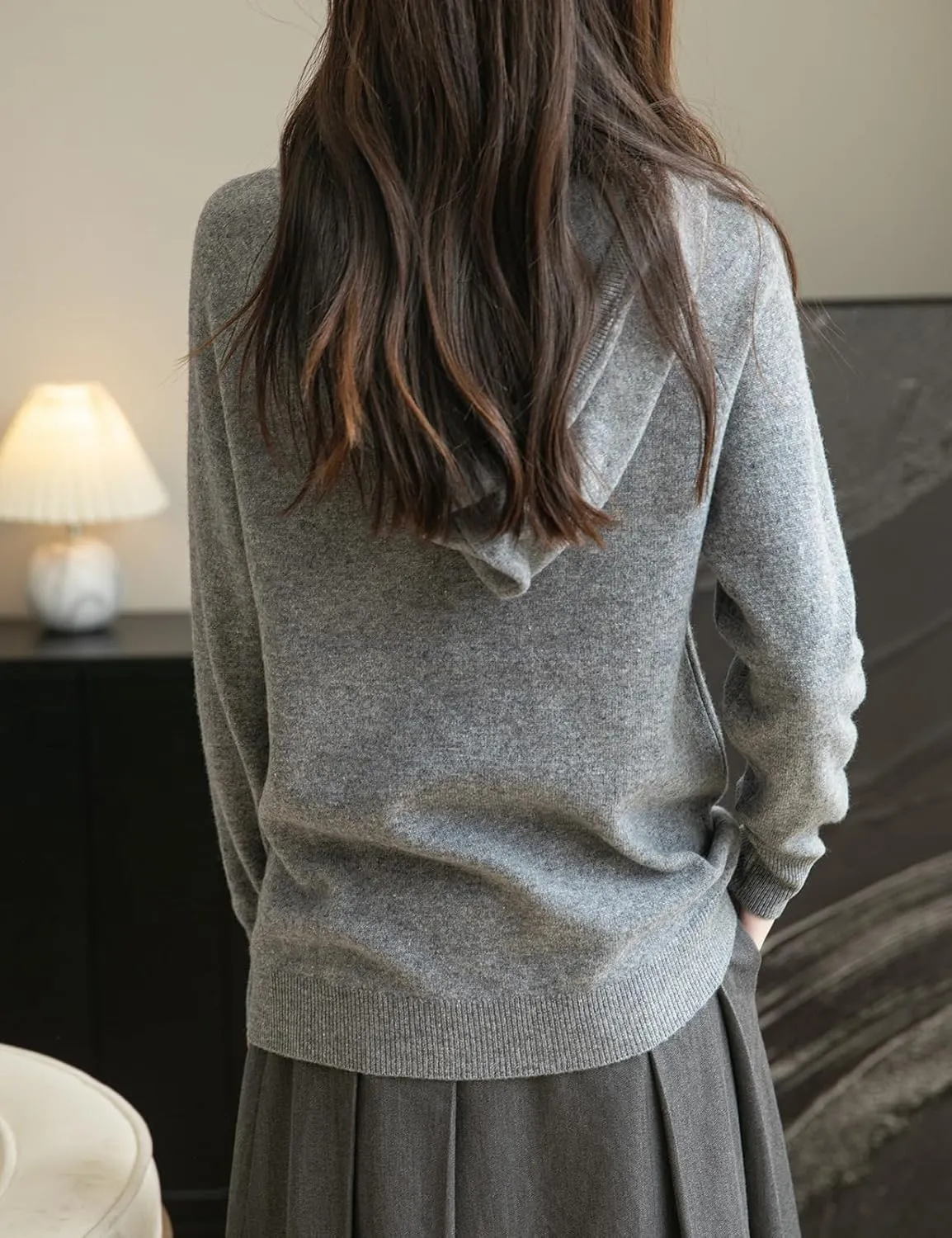 Women's 100% Merino Wool Hoodies 2025 Fall Winter Warm Soft Sweater Long Sleeve Knitted Sweatshirt with Pocket