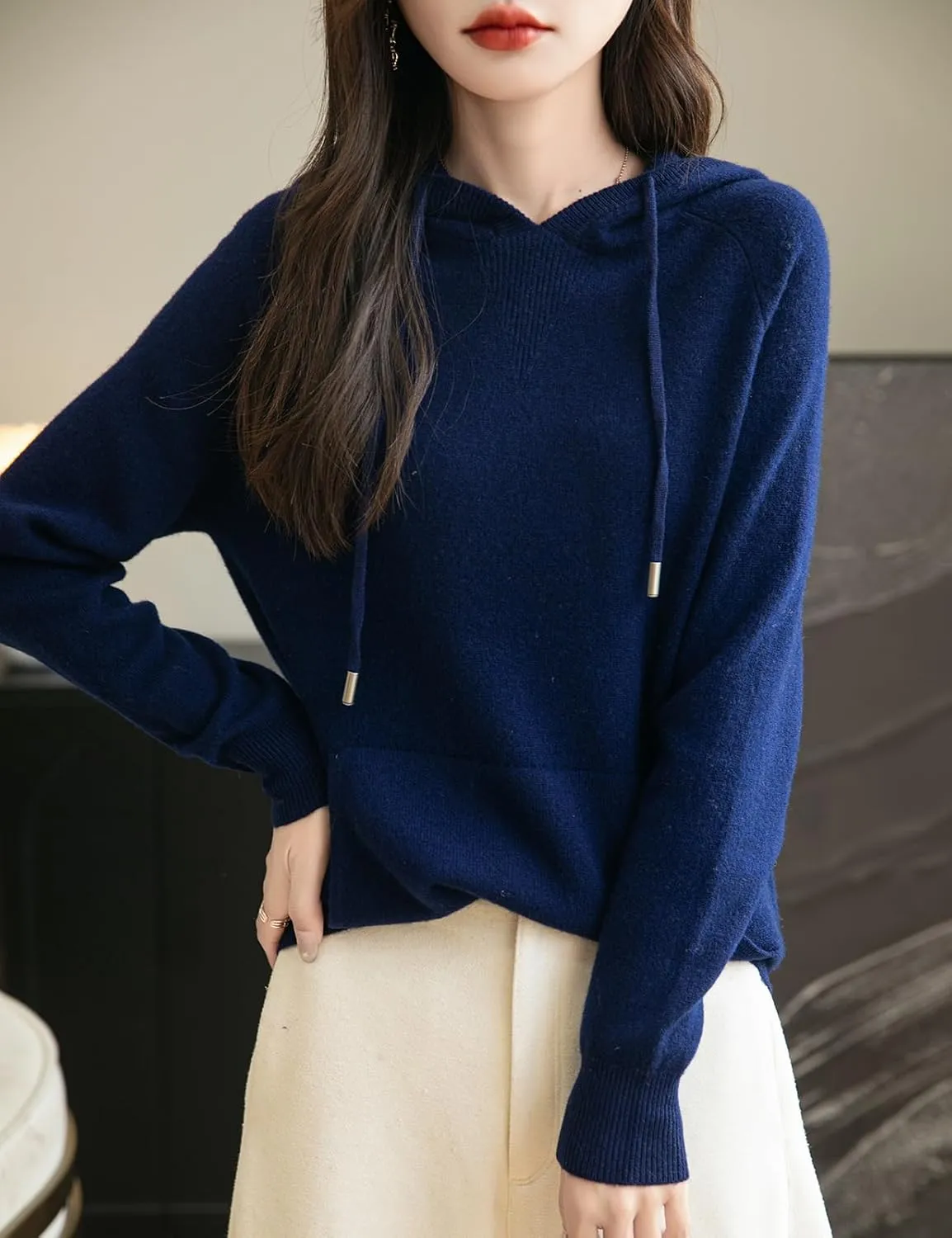 Women's 100% Merino Wool Hoodies 2025 Fall Winter Warm Soft Sweater Long Sleeve Knitted Sweatshirt with Pocket