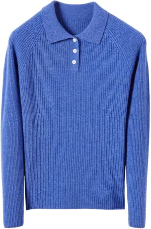 Women's 100% Merino Wool Sweater 2025 Fall Winter Polo Neck Long Sleeve Warm Soft Knit Pulover Sweater