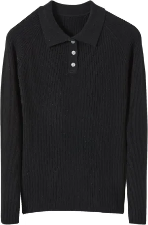 Women's 100% Merino Wool Sweater 2025 Fall Winter Polo Neck Long Sleeve Warm Soft Knit Pulover Sweater