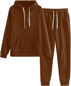 Women's 2 Piece Lounge Sets Long Sleeve V Neck Oversized Pants Baggy Sweatpants Fall Fashion Sweatsuits