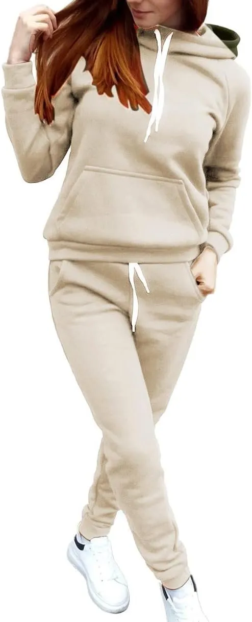 Women's 2 Piece Tracksuit Long Sleeve Crewneck Elastic Waist Sweatpants Top and Wide Leg Pants