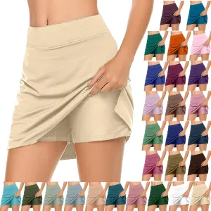 Women's Athletic Tennis Skorts with Pockets Built-in Shorts Summer Causal Yoga Running Workout Golf Skirts 2 in 1
