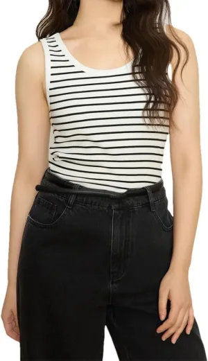 Women's Backless Sleeveless Vest Striped Contrast Color Slim Fit Camisole