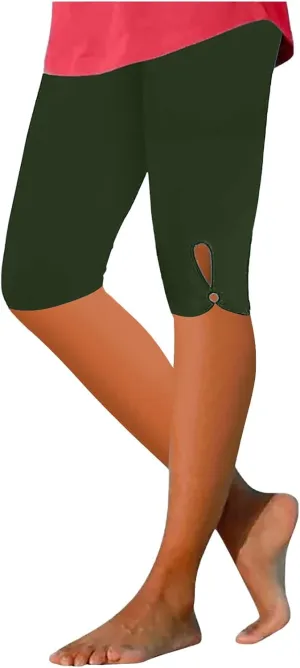 Womens Capris for Summer Tummy Control Cropped High Waist Yoga Bottoms Stretchy Leggings Workout Compression Pants