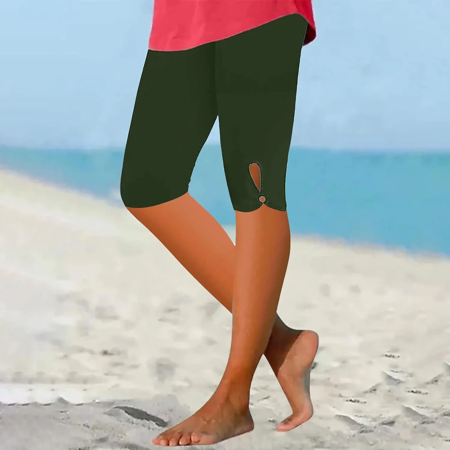 Womens Capris for Summer Tummy Control Cropped High Waist Yoga Bottoms Stretchy Leggings Workout Compression Pants