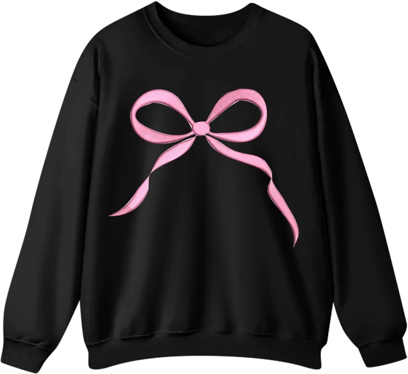 Womens Casual Bow Sweatshirts Colorful Pastel Bows Graphic Tee Shirts Oversized Holiday Trendy Pullover Outfits