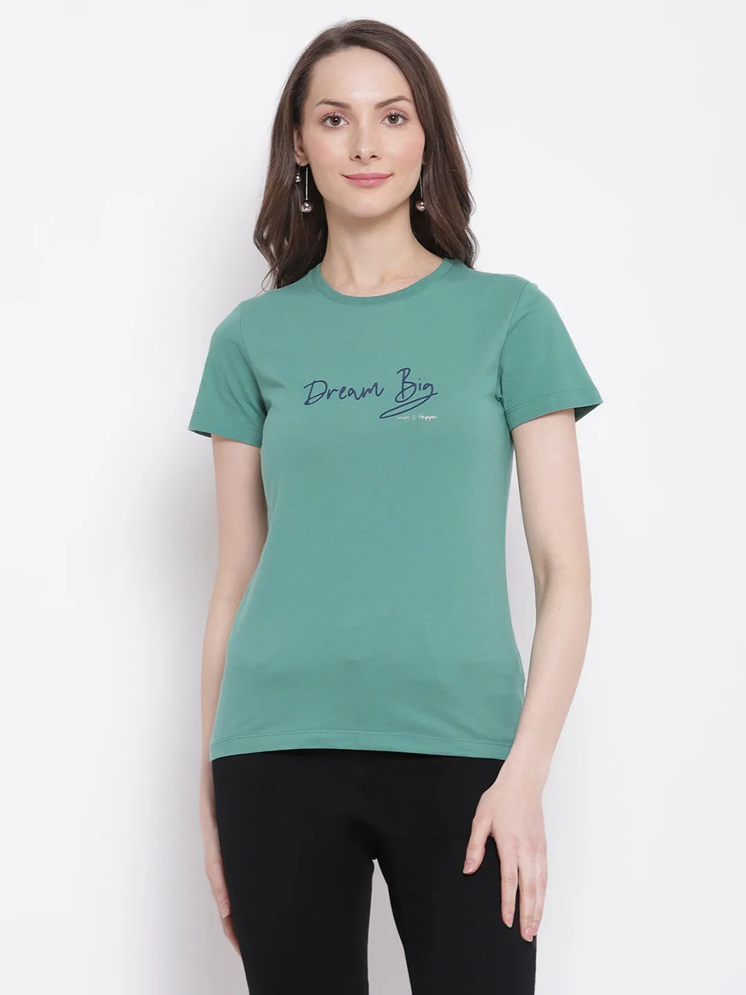 Women's Casual Regular Short Sleeve Green,Pink,Yellow Round neck Graphic Print T-Shirts