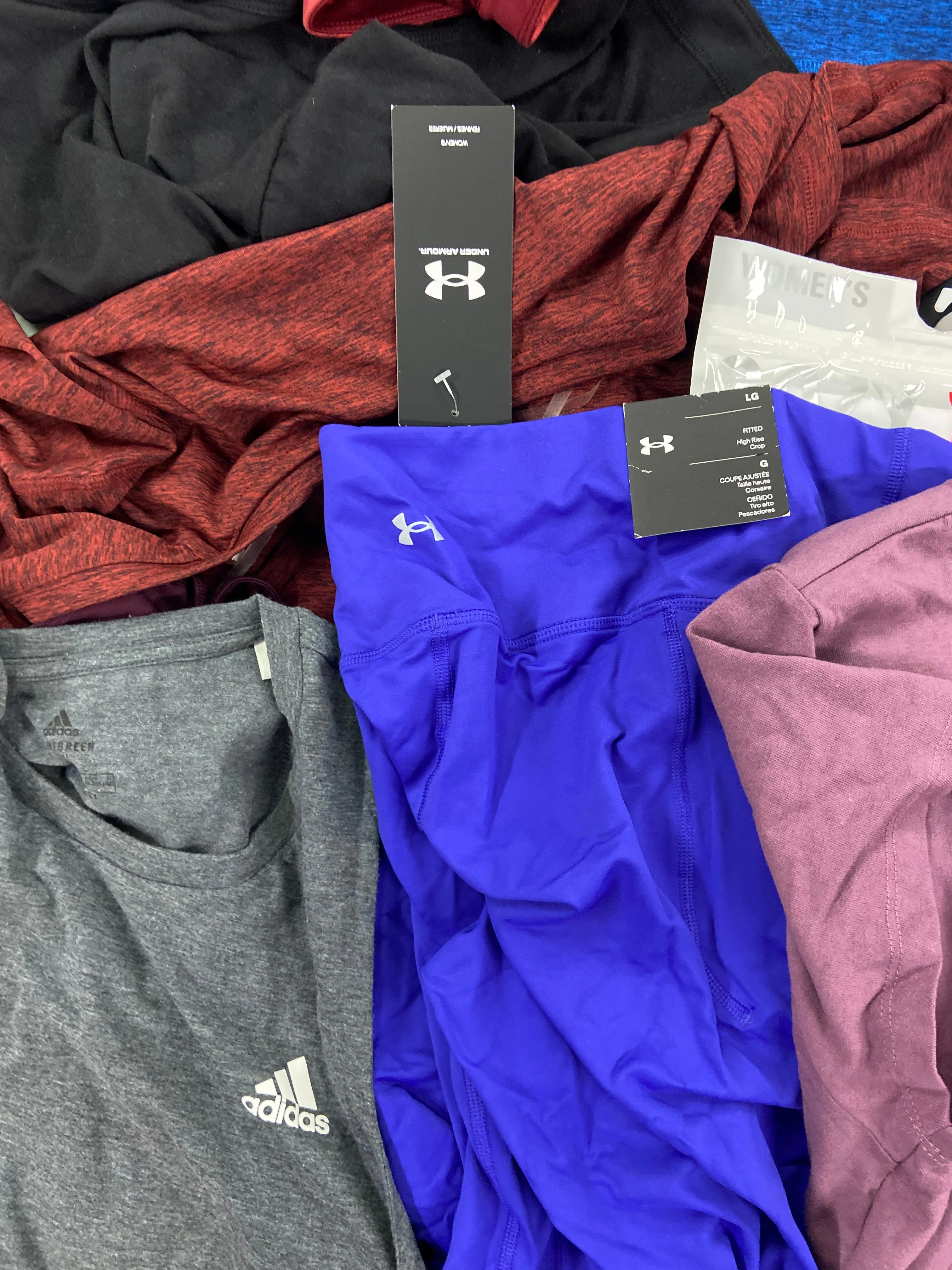 Women's Clothing Activewear Wholesale Lot, THE NORTH FACE, UNDER ARMOUR, ADIDAS, COLUMBIA, IDEOLOGY and more, 20 items, Shelf Pulls, MSRP $571