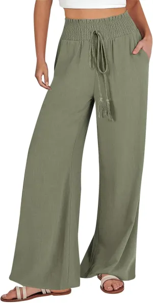 Women's Cotton Linen Summer Loose Pant Trousers Low Waist Straight Slim Fit Trousers Office