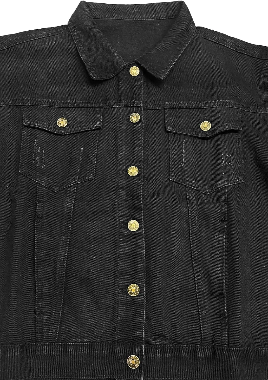 Womens Cropped Jean Jacket Basic Button Down Demim Jacket With Pockets