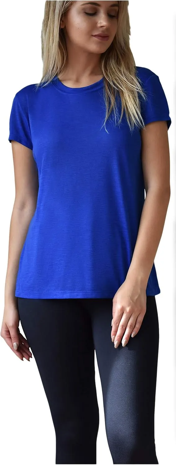 Women's Everyday Flowy Slub Burnout Active Casual Workout Crew T Shirt Tops | Multi Packs & Colors