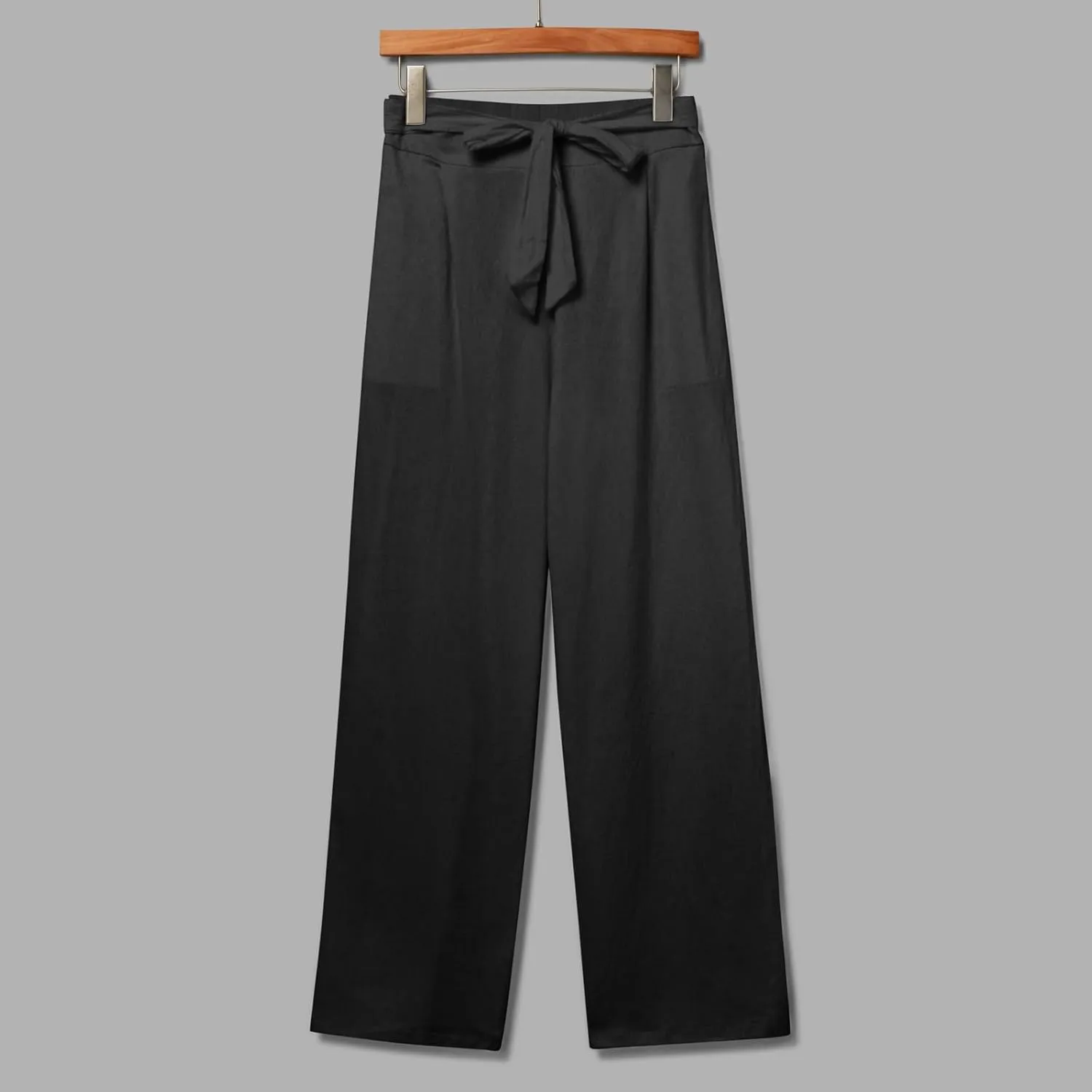 Women's Linen Blend Summer Casual Flowy Pants High Waist Lounge Pants Plus Size Trouser Vacation