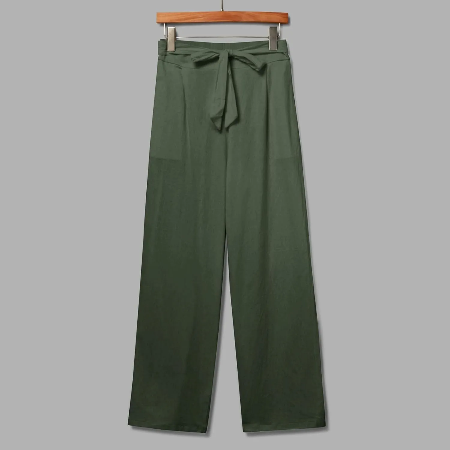 Womens Linen Summer Flowy Pants Elastic Waist Lounge Pants Slim Fit Trouser Travel